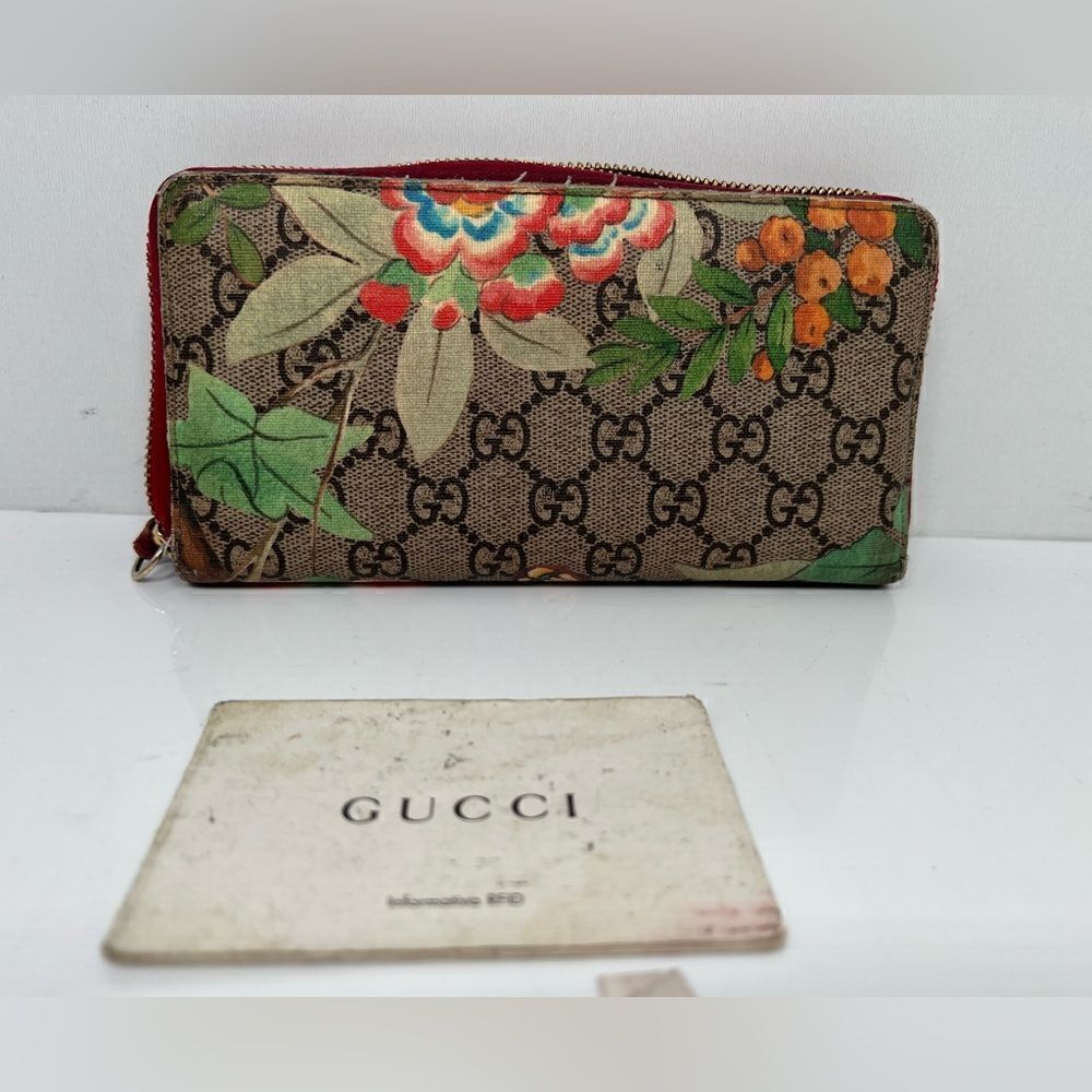 Gucci Zip Around Wallet Tian Print GG Coated Canvas - Picture 2 of 8